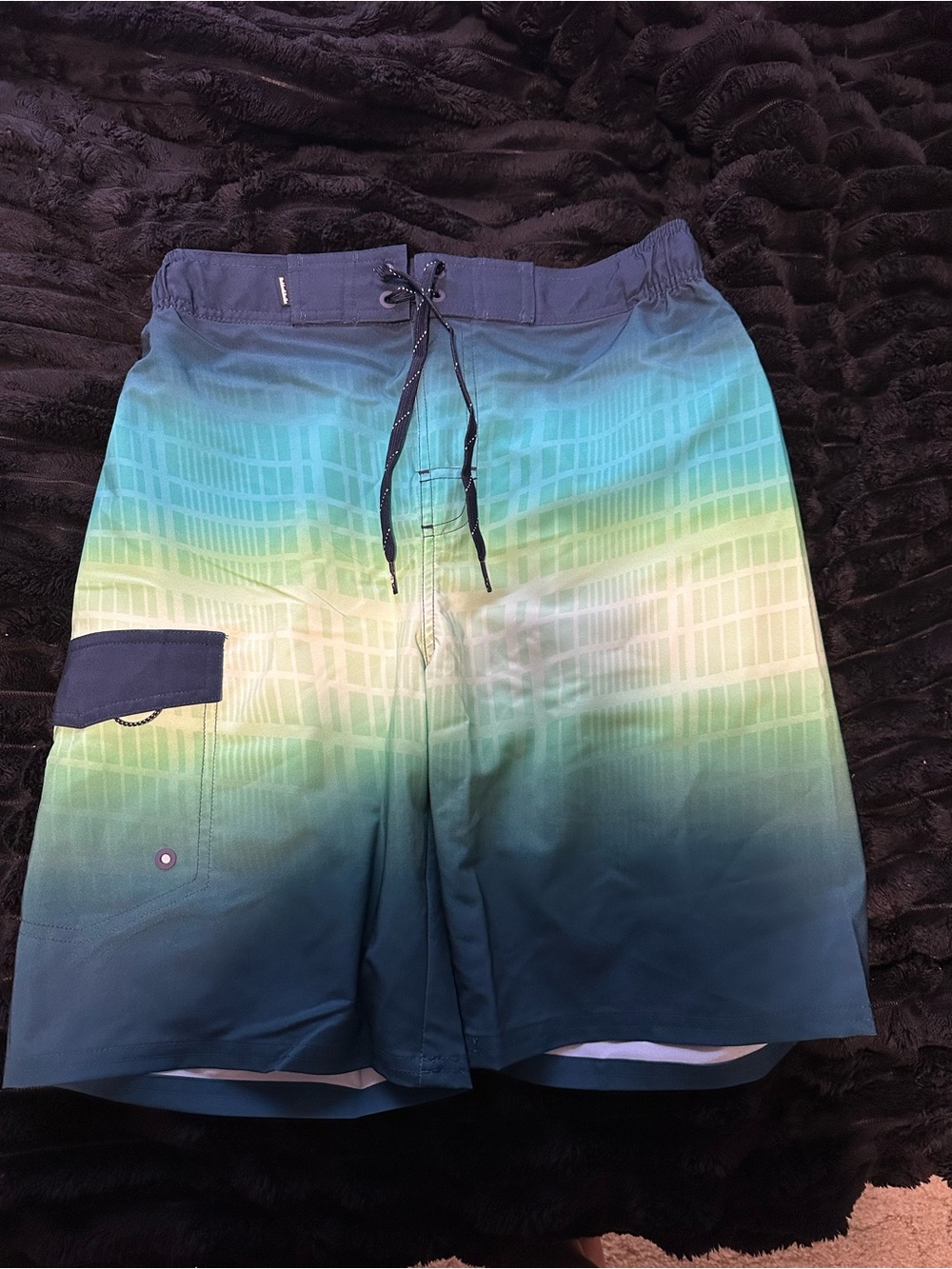 Men's Gradient Teal to Navy Swim Board Shorts